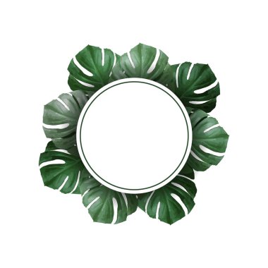 Düğün davetiyesi, satış afiş, poster, metin için yer ve palmiye yaprakları ile vektör şablonu. Beyaz arka plan üzerinde izole.