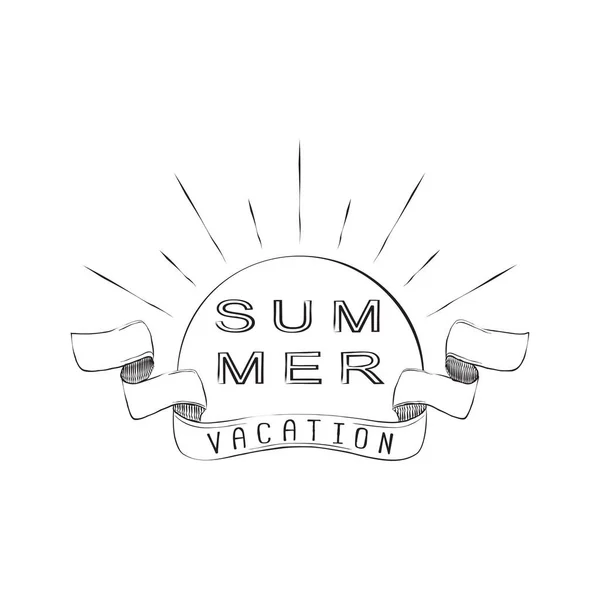 Στοιχείο σχεδιασμού διακοπές καλοκαίρι διάνυσμα με ήλιο και κορδέλα. Απομονωμένα σε λευκό φόντο. — Διανυσματικό Αρχείο