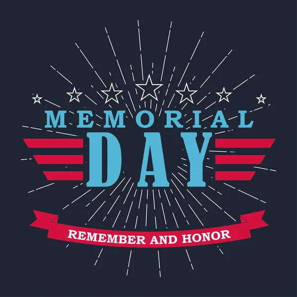 Vector Memorial Day fundo com estrelas, fita e letras. Modelo para o Memorial Day . — Vetor de Stock