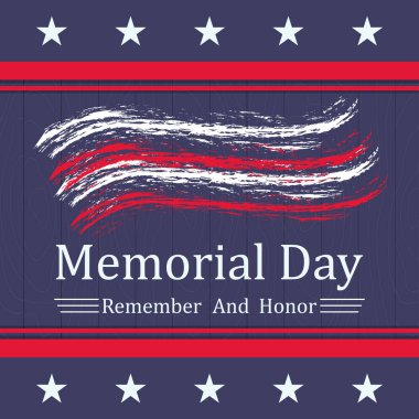 Vektör anma günü arka plan yıldız, çizgileri ve yazı. Anma Günü için şablon.