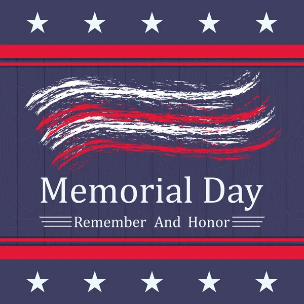 Vector Memorial Day fundo com estrelas, listras e letras. Modelo para o Memorial Day . —  Vetores de Stock