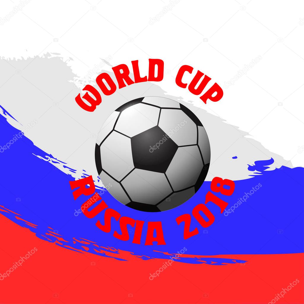 Vector design for football world cup 2018. Soccer championship badge, flyer template.