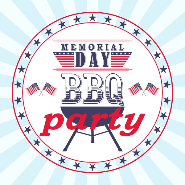 Vector Memorial Day flyer de fête barbecue, carte, modèle d'invitation . — Image vectorielle