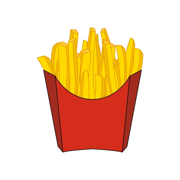Vector pommes frites i röda rutan. Fast food. Isolerad på vit bakgrund. — Stock vektor