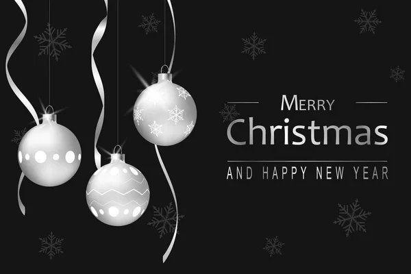 Fondo de vacaciones de Navidad. Navidad en blanco y negro y diseño de Año Nuevo. Vector . — Vector de stock