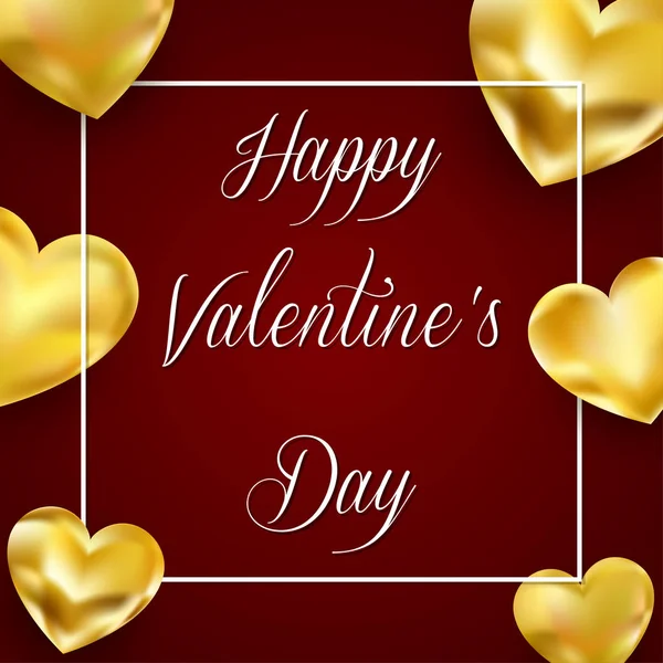 День Святого Валентина з золотими серцями і написом. Дизайн дня святого Валентина. Вектор. — стоковий вектор