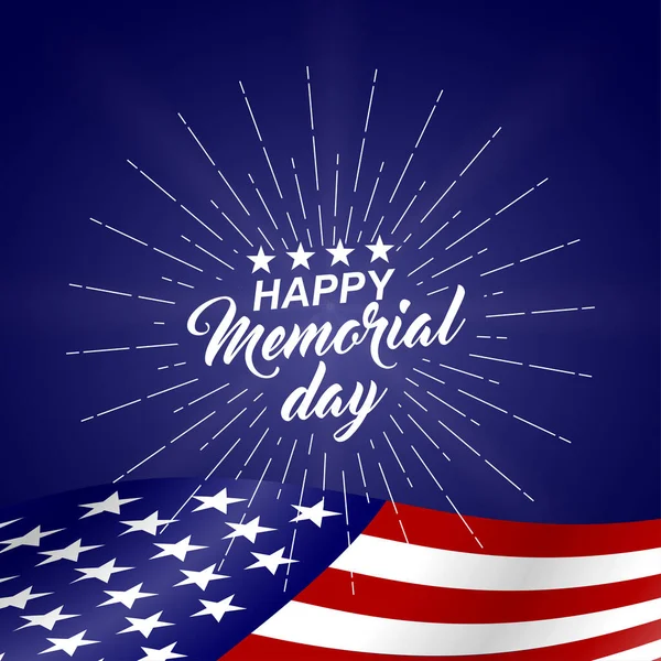 Boldog emléknapot háttér nemzeti amerikai zászló és felirat. Sablon az Emléknap tervezéséhez csillagokkal és csíkokkal. Vektor. — Stock Vector