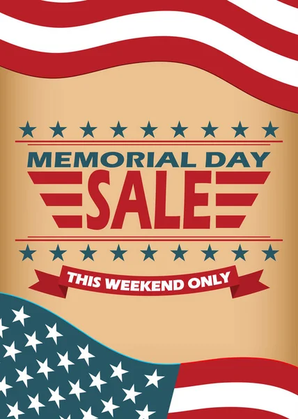 Bannière de vente Memorial Day Design. Modèle pour flyer, bannière, Web. Jour du Souvenir Contexte. Vecteur . — Image vectorielle