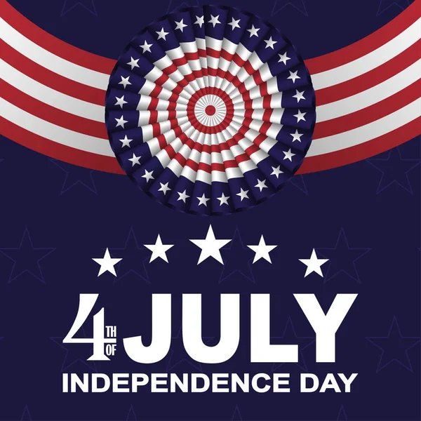7 월 4 일, 미국 독립 기념일은 항성 과 줄무늬가 있는 미국 국기의 팬들 과 함께 하는 날이다. Vector. — 스톡 벡터