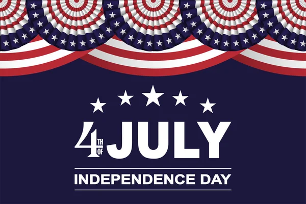 4 Juillet, USA Fond de fête de l'indépendance avec des fans dans les couleurs du drapeau américain avec des étoiles et des rayures. Vecteur . — Image vectorielle