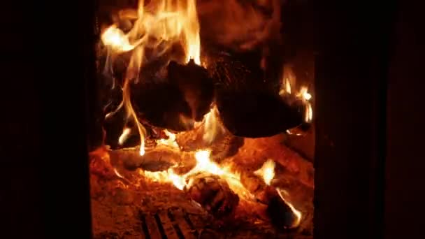 Arderea lemnului de foc în aragaz 4k — Videoclip de stoc