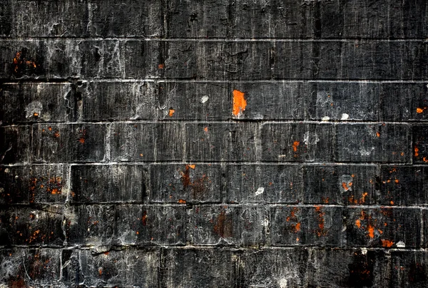 Old brick stone wall texture background, black — Stock Photo, Image
