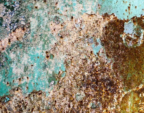 Rusty Colorido Metal com tinta rachada, fundo grunge — Fotografia de Stock