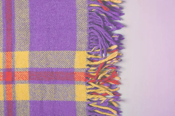 Violeta, roxo vintage cobertor tartan xadrez wth espaço de cópia, fundo textura — Fotografia de Stock