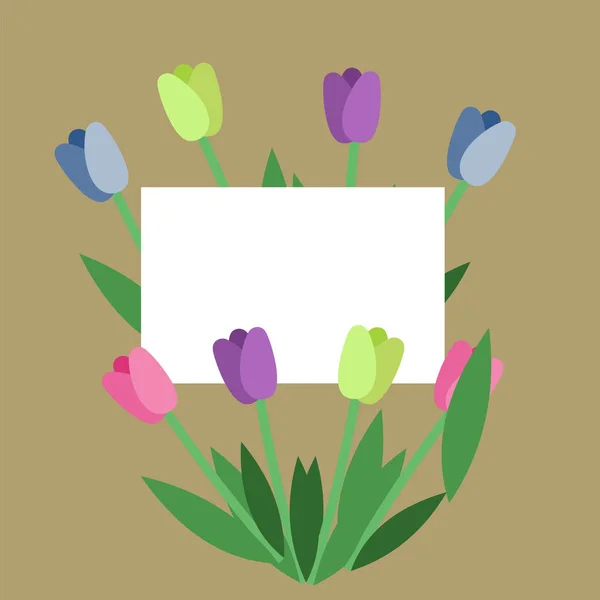 Kleurrijke tulpen in een frame — Stockvector