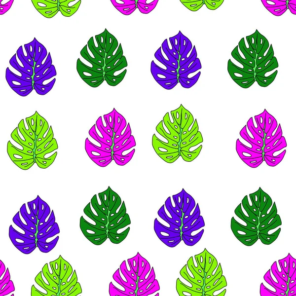 Μοτίβο από πολύχρωμα φύλλα τροπικό σχέδιο τέρατα — Διανυσματικό Αρχείο