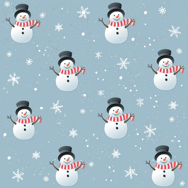 Patrón de Navidad sin costuras muñeco de nieve feliz — Vector de stock
