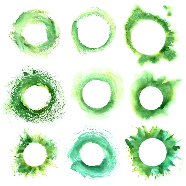 Collection de cadre rond vert avec grunge — Image vectorielle