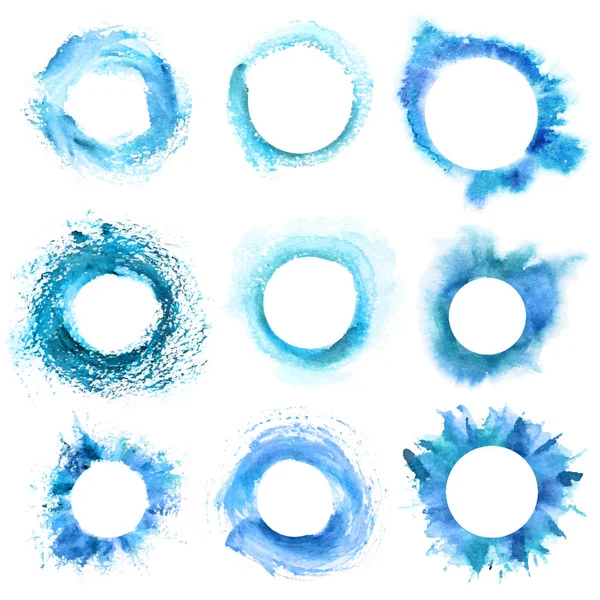 Collection de cadre rond bleu avec grunge — Image vectorielle