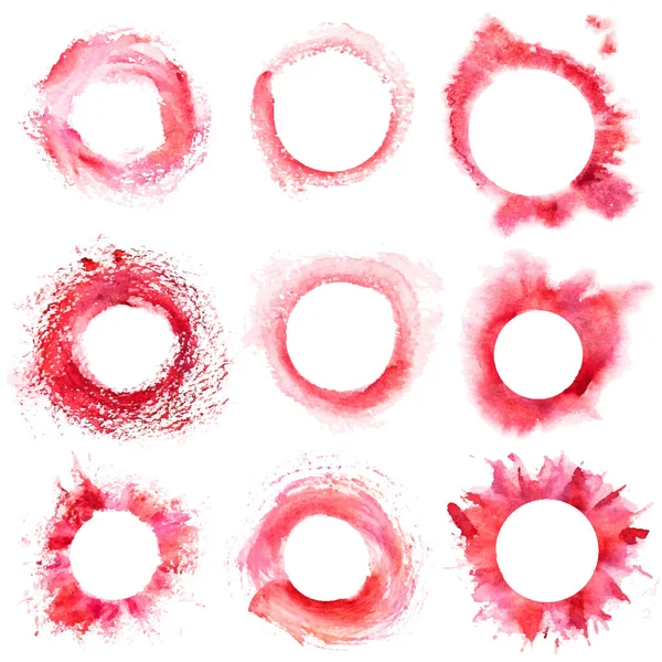 Collection de cadre rond rouge avec grunge — Image vectorielle