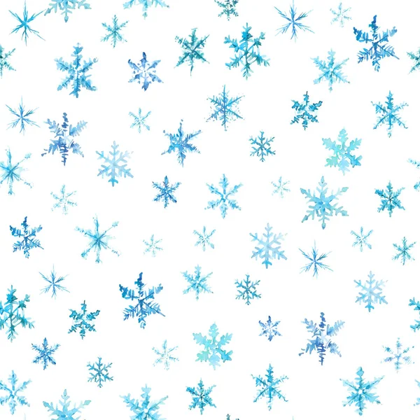 Modèle vectoriel de flocons de neige aquarelle isolés sur blanc . — Image vectorielle