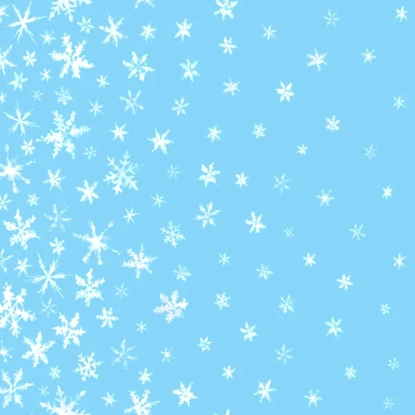 Fond hivernal de flocons de neige aquarelle isolé sur bleu . — Photo