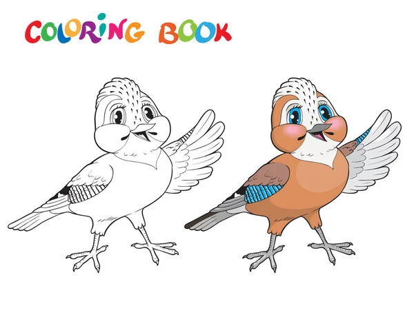 Χρωματίζοντας το βιβλίο πουλί - απομονωμένη διανυσματικά εικονογράφηση. — Διανυσματικό Αρχείο
