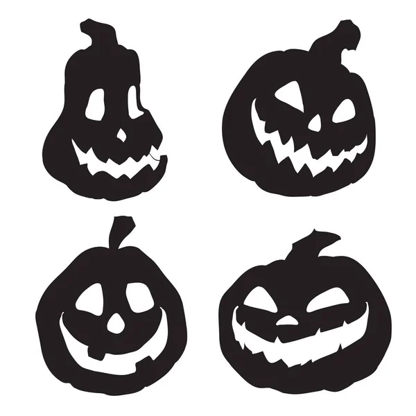 Halloween-Kürbisse mit verschiedenen Ausdrücken. — Stockvektor