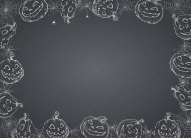 Cadılar Bayramı Poster. Cadılar Bayramı arka plan vektör çizim kabaklar ve web üzerinde yazı tahtası.