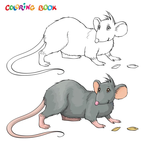 Векторная раскраска для детей с крысами . — стоковый вектор
