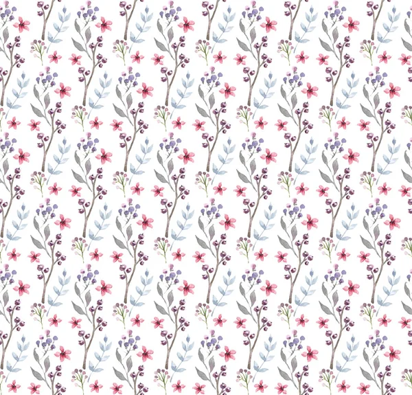 Aquarell nahtloses Muster mit Blumen. Florales Hintergrunddesign. — Stockfoto