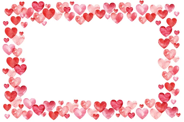 Valentines Day Background. Red Hearts Border Frame. Frame with Space for your Text. — Stock Photo, Image