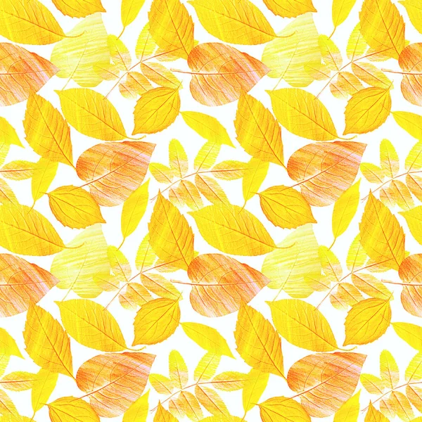 Un patrón de fondo sin costuras con hojas de color amarillo dorado, tonificado —  Fotos de Stock
