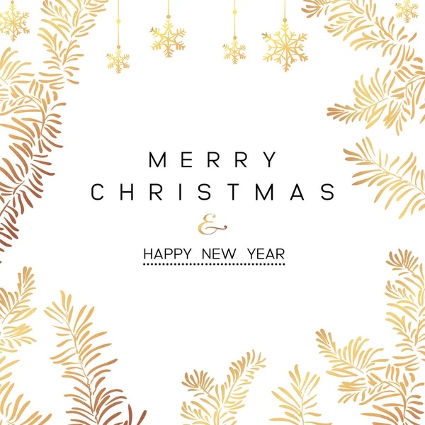 Poster di Natale di sfondo natalizio con rami dorati di albero di Natale . — Vettoriale Stock
