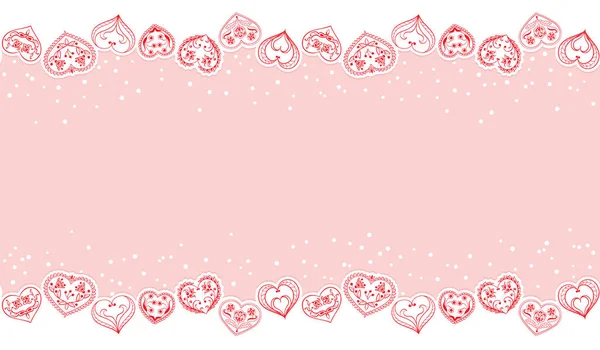 Día de San Valentín sin fisuras Fondo. Red Hearts Border Frame. Marco vectorial — Vector de stock