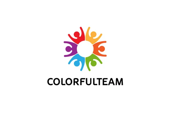 Illustration Colorée Créative Conception Logo Foule — Image vectorielle