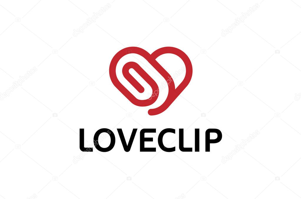 Creative Heart Clip Design Logo Illustration