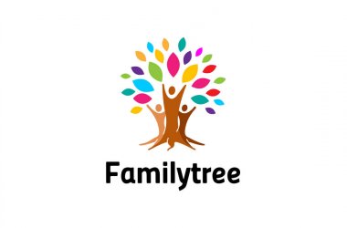 Logo tasarlamak yaratıcı renkli insanlar ağaç