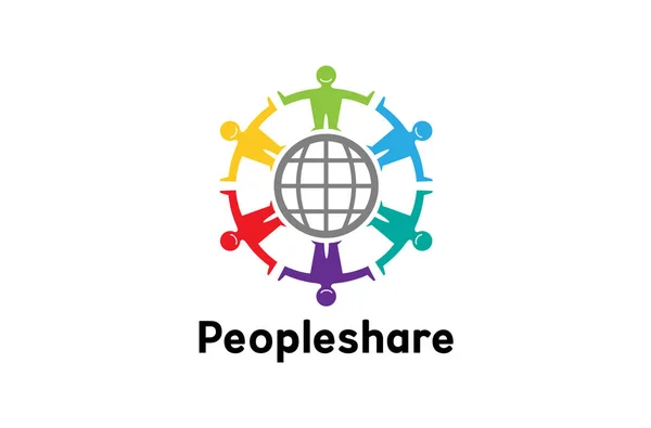 Kleurrijke Mensen Groep Team Logo Ontwerp Illustratie — Stockvector