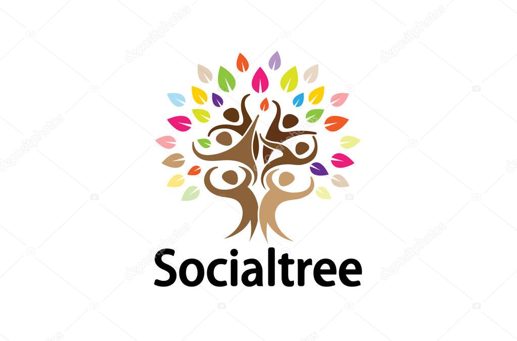 Creative People Tree Logo Design Illustration