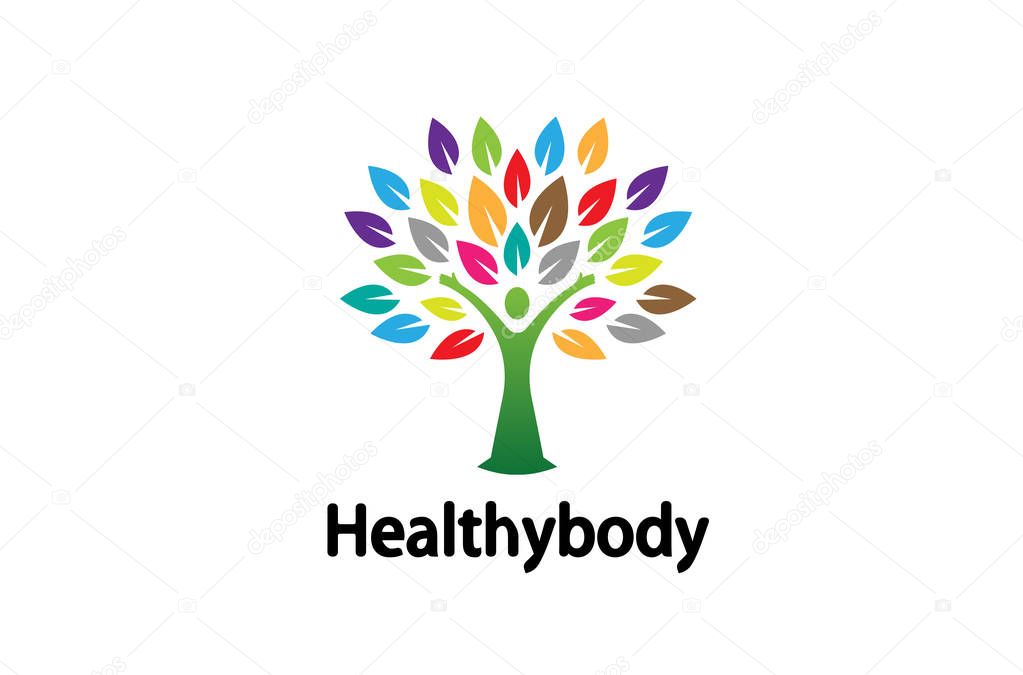 Creative People Tree Logo Design Illustration