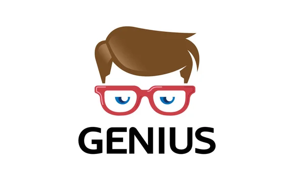 Genius Sleepy Boy Geek Diseño Logo Ilustración — Vector de stock