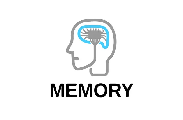 Memory Human Brain Logo Design Illustration — Stock Vector