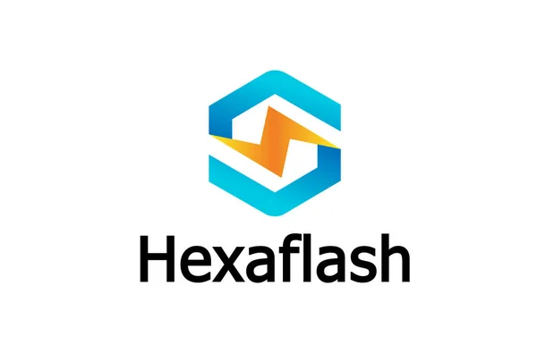 Hexágono Flash Logo Diseño Ilustración — Archivo Imágenes Vectoriales