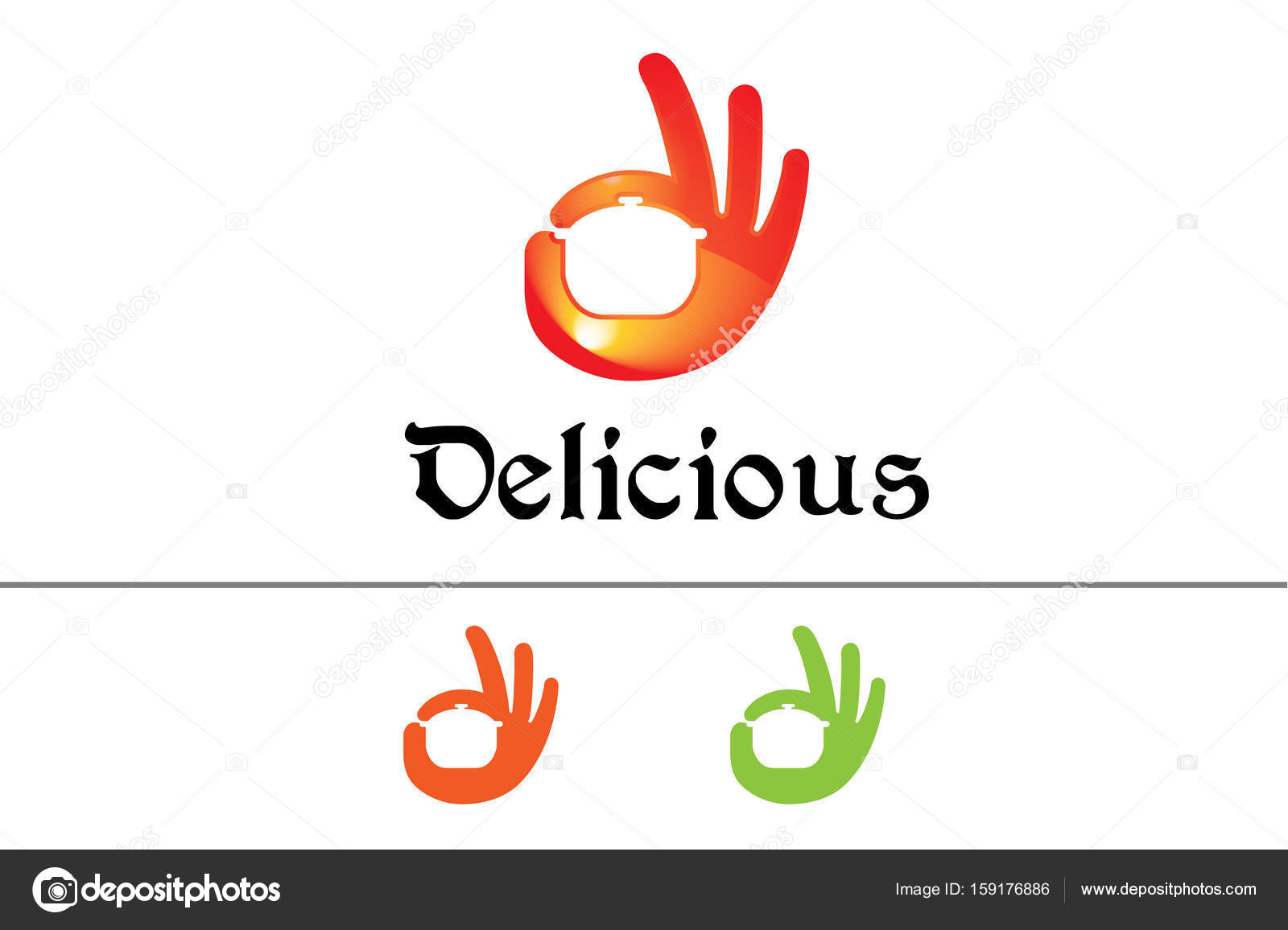 Delicious Tasty Hand Symbol Logo Design Illustration Stock Vector ...