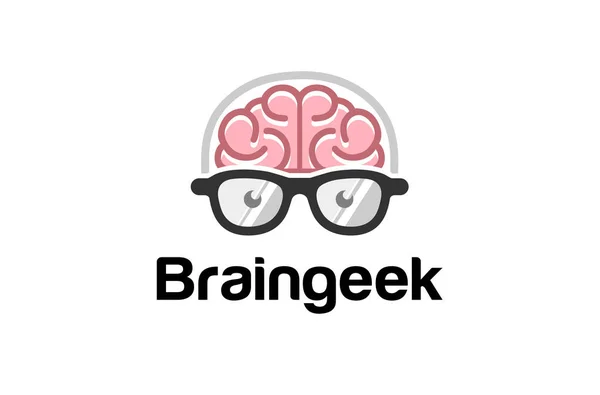 Mozku Geek Logo Design Ilustrace — Stockový vektor
