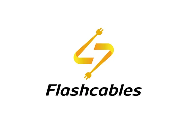 Flash Cables Logo Design Illustration — Stock Vector