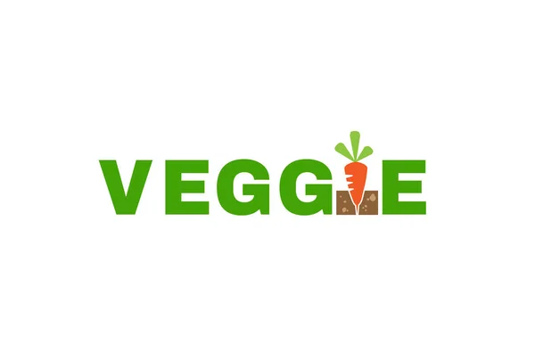 Carta Veggie Tipografia Logo Design Ilustração — Vetor de Stock