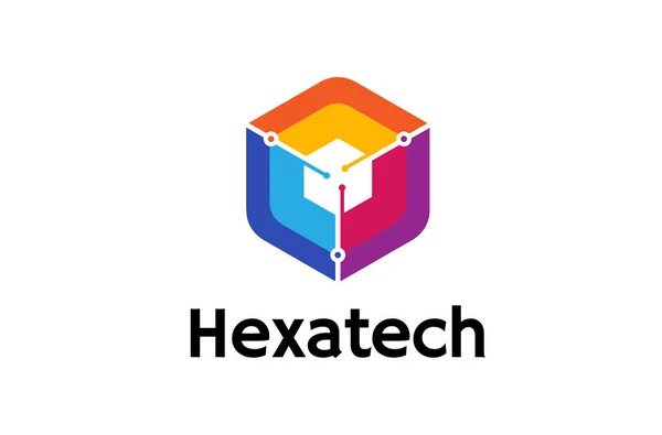 Tecnologia Hexágono Logo Design Ilustração — Vetor de Stock
