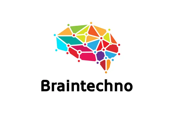 Hjärnan Teknik Logo Design Illustration — Stock vektor